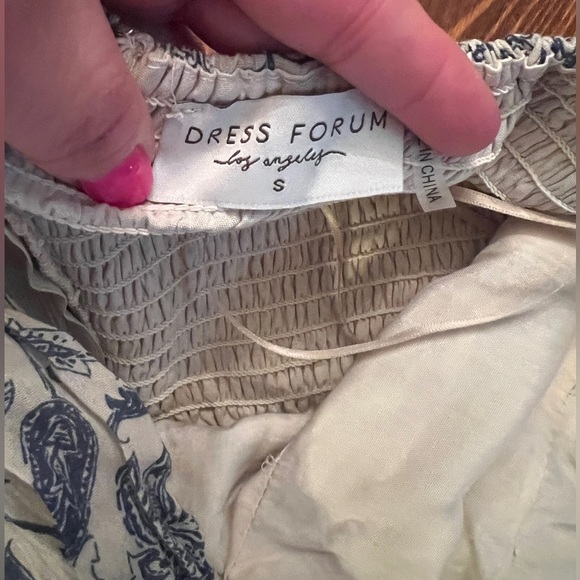 DRESS FORUM Floral Midi Tiered Halter Style/Strapless  Dress in Blue and Cream - Picture 8 of 13